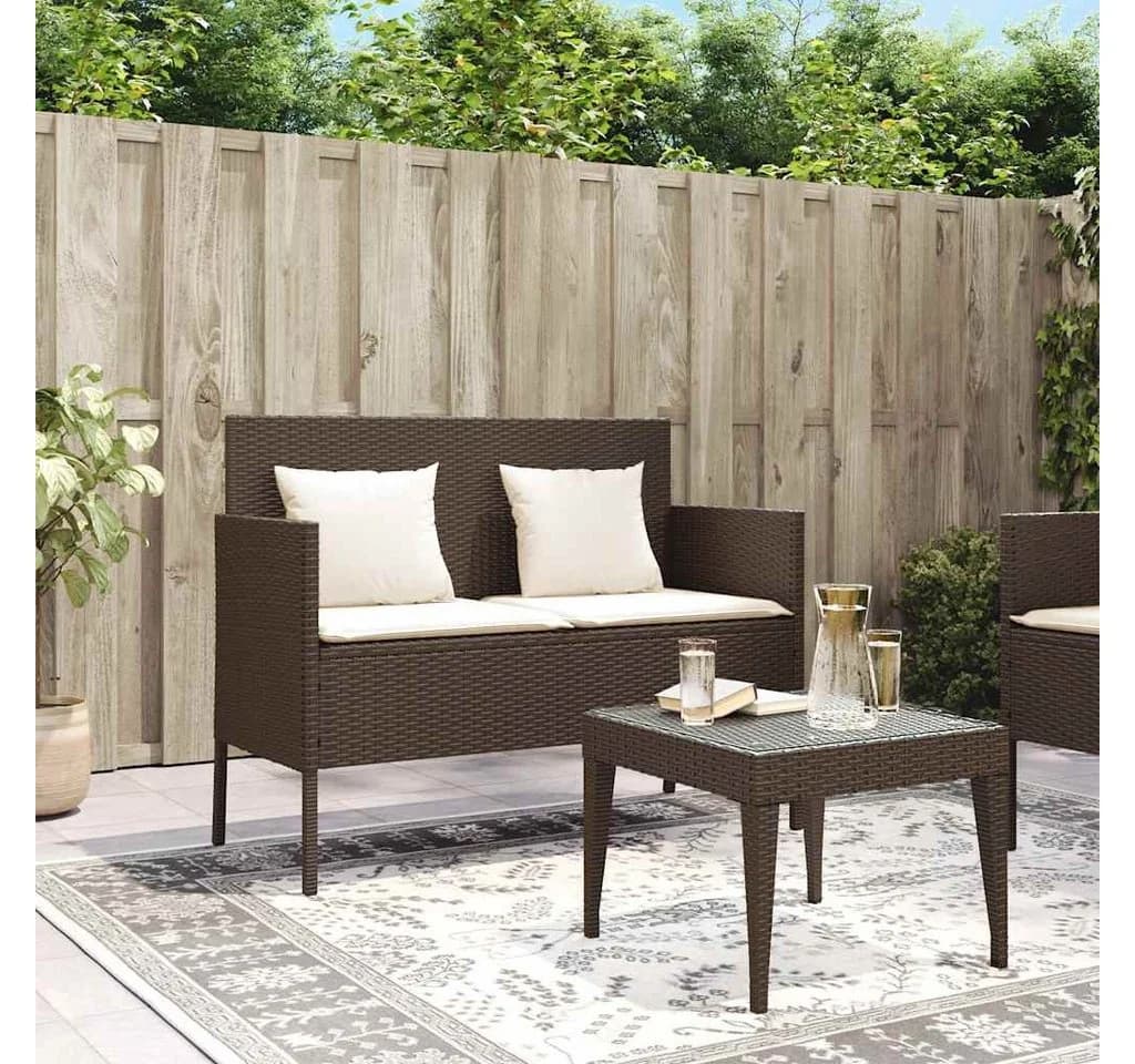 vidaXL Gartenbank mit Stauraum und Kissen Braun Poly Rattan - Bild 3