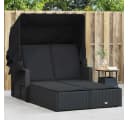 vidaXL Doppel-Sonnenliege Schwarz Poly Rattan mit Dach Bild 1
