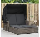 vidaXL Doppel-Sonnenliege mit Dach Grau Poly Rattan Bild 1