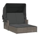 vidaXL Doppel-Sonnenliege mit Dach Grau Poly Rattan Bild 2
