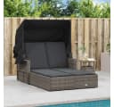 vidaXL Doppel-Sonnenliege mit Dach Grau Poly Rattan Bild 3
