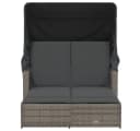 vidaXL Doppel-Sonnenliege mit Dach Grau Poly Rattan Bild 4