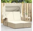 vidaXL Doppel-Sonnenliege mit Dach Beige Poly Rattan Bild 1