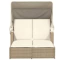 vidaXL Doppel-Sonnenliege mit Dach Beige Poly Rattan Bild 4