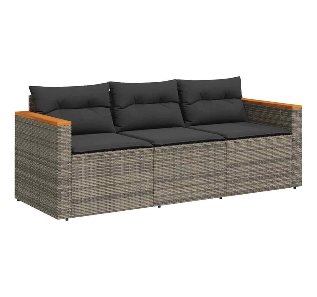 vidaXL Loungesofa 3-Sitzer Grau Poly Rattan - Bild 2