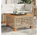 vidaXL Gartentisch Beige Poly Rattan Holz 55x55 cm Bild 1