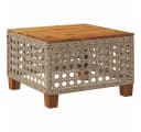 vidaXL Gartentisch Beige Poly Rattan Holz 55x55 cm Bild 2