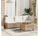 vidaXL Gartentisch Beige Poly Rattan Holz 55x55 cm Bild 3