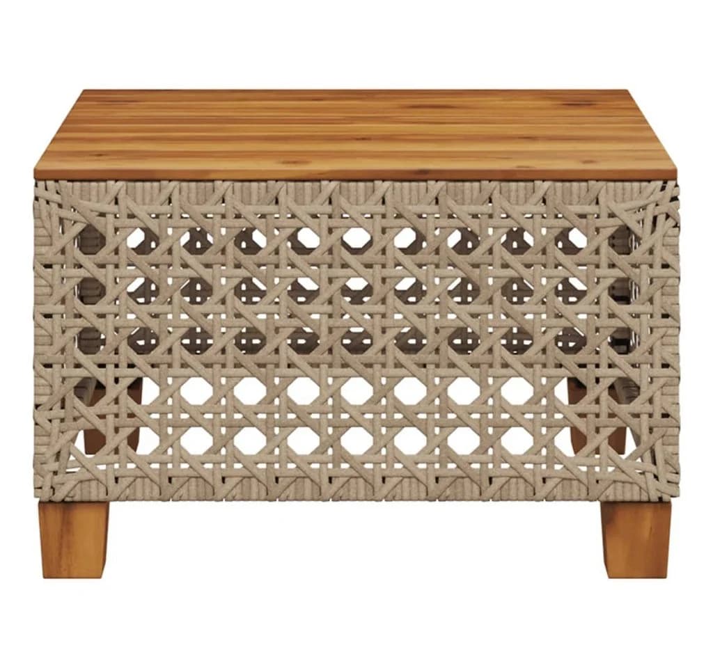 vidaXL Gartentisch Beige Poly Rattan Holz 55x55 cm - Bild 4