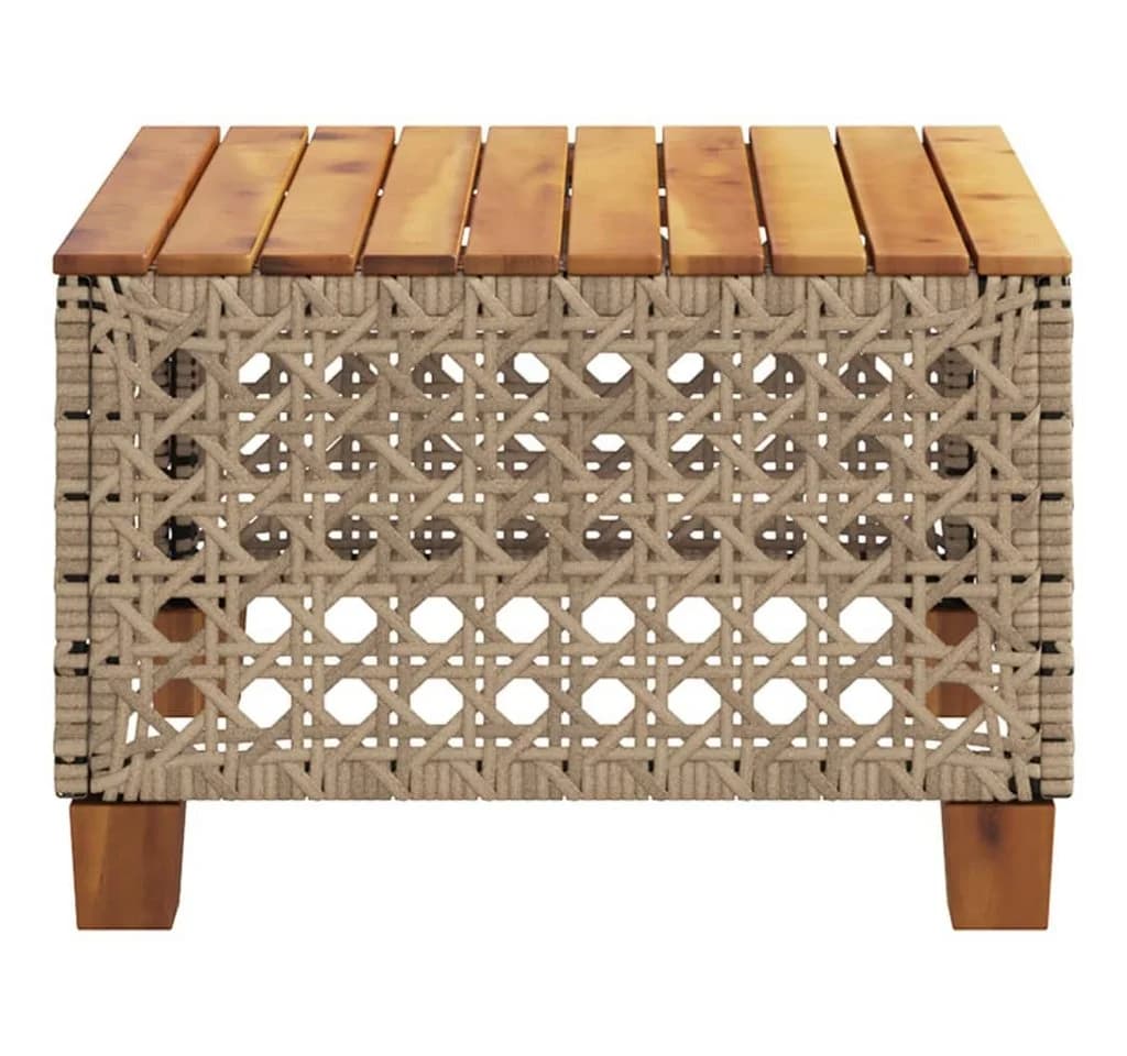 vidaXL Gartentisch Beige Poly Rattan Holz 55x55 cm - Bild 5