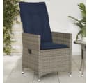 vidaXL Gartenstuhl Verstellbar Grau Poly Rattan mit Kissen Bild 1