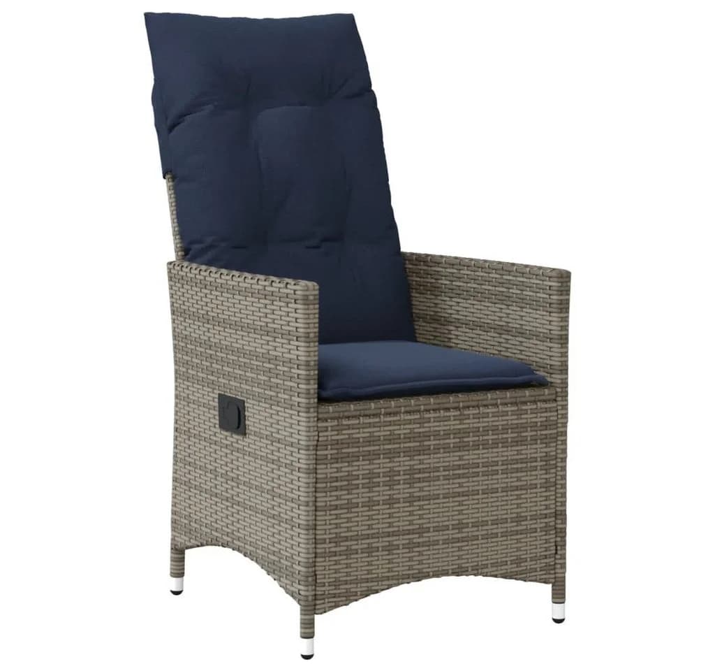 vidaXL Gartenstuhl Verstellbar Grau Poly Rattan mit Kissen - Bild 2