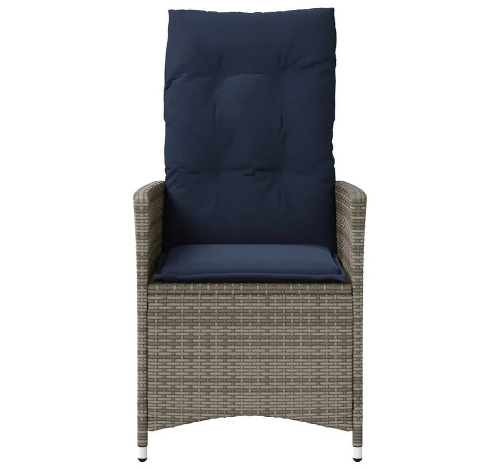 vidaXL Gartenstuhl Verstellbar Grau Poly Rattan mit Kissen - Bild 4