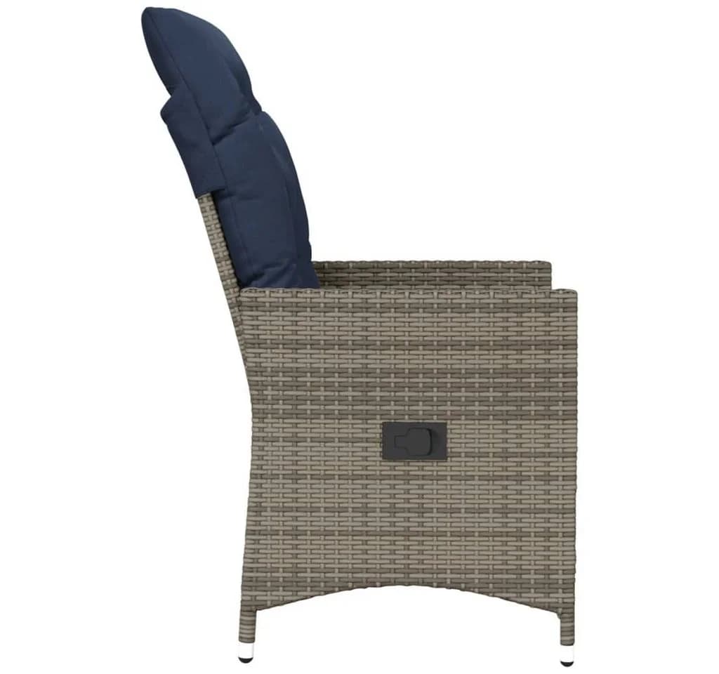 vidaXL Gartenstuhl Verstellbar Grau Poly Rattan mit Kissen - Bild 5