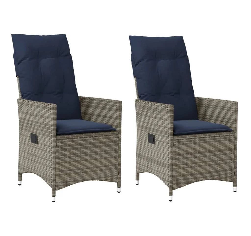 vidaXL Gartenstuhl Verstellbar 2 Stk. Grau Poly Rattan - Bild 2
