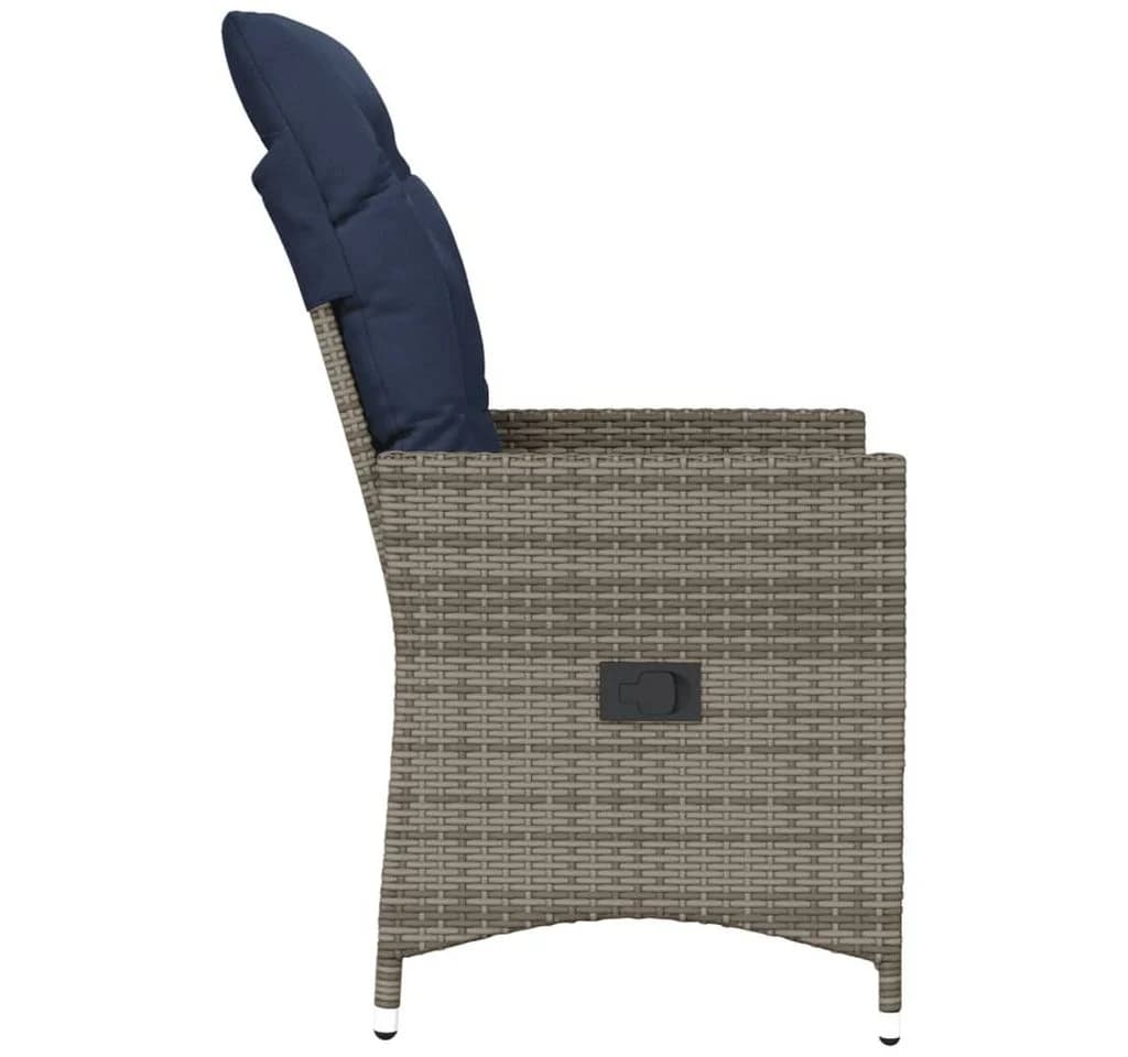 vidaXL Gartenstuhl Verstellbar 2 Stk. Grau Poly Rattan - Bild 5