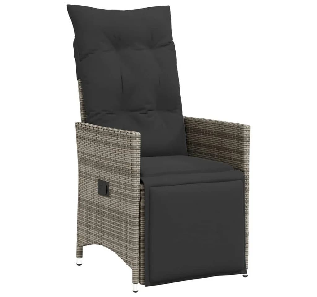 vidaXL Gartensessel Grau Verstellbar mit Kissen Poly Rattan - Bild 2