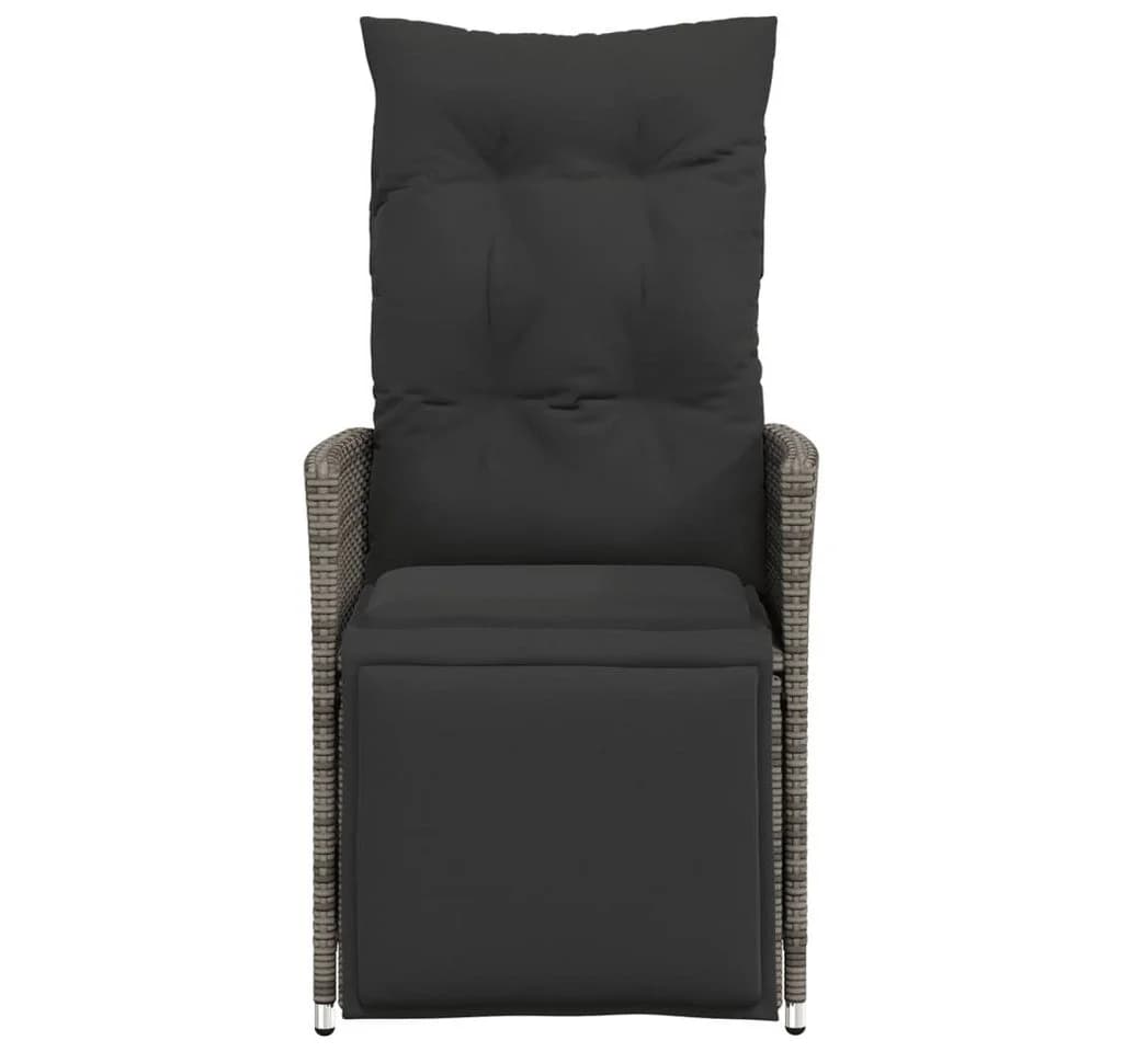 vidaXL Gartensessel Grau Verstellbar mit Kissen Poly Rattan - Bild 4