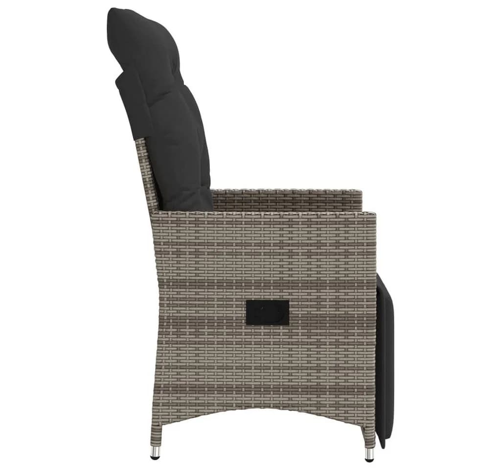 vidaXL Gartensessel Grau Verstellbar mit Kissen Poly Rattan - Bild 5
