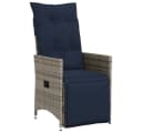vidaXL Gartenstuhl Verstellbar Grau Poly Rattan mit Kissen Bild 2