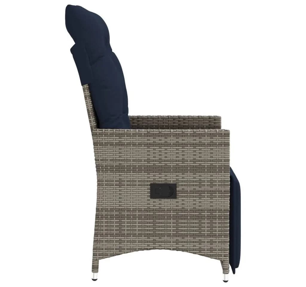 vidaXL Gartenstuhl Verstellbar Grau Poly Rattan mit Kissen - Bild 5