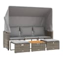 vidaXL Loungesofa Outdoor 3-Sitzer mit Dach Grau Poly Rattan Bild 2