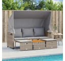 vidaXL Loungesofa Outdoor 3-Sitzer mit Dach Grau Poly Rattan Bild 3