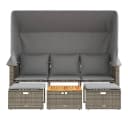 vidaXL Loungesofa Outdoor 3-Sitzer mit Dach Grau Poly Rattan Bild 4