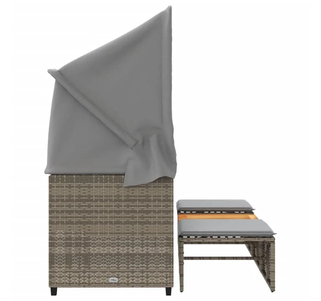vidaXL Loungesofa Outdoor 3-Sitzer mit Dach Grau Poly Rattan - Bild 5