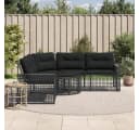 vidaXL Gartensofa L-Form Schwarz Poly-Rattan mit Kissen und Hocker Bild 1