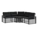 vidaXL Gartensofa L-Form Schwarz Poly-Rattan mit Kissen und Hocker Bild 2