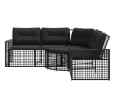 vidaXL Gartensofa L-Form Schwarz Poly-Rattan mit Kissen und Hocker Bild 3