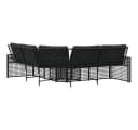 vidaXL Gartensofa L-Form Schwarz Poly-Rattan mit Kissen und Hocker Bild 4