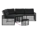 vidaXL Gartensofa L-Form Schwarz Poly-Rattan mit Kissen und Hocker Bild 5