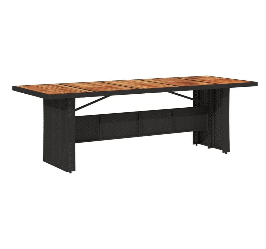 vidaXL Gartentisch Schwarz 240x90x75 cm Poly Rattan Holz - Bild 2
