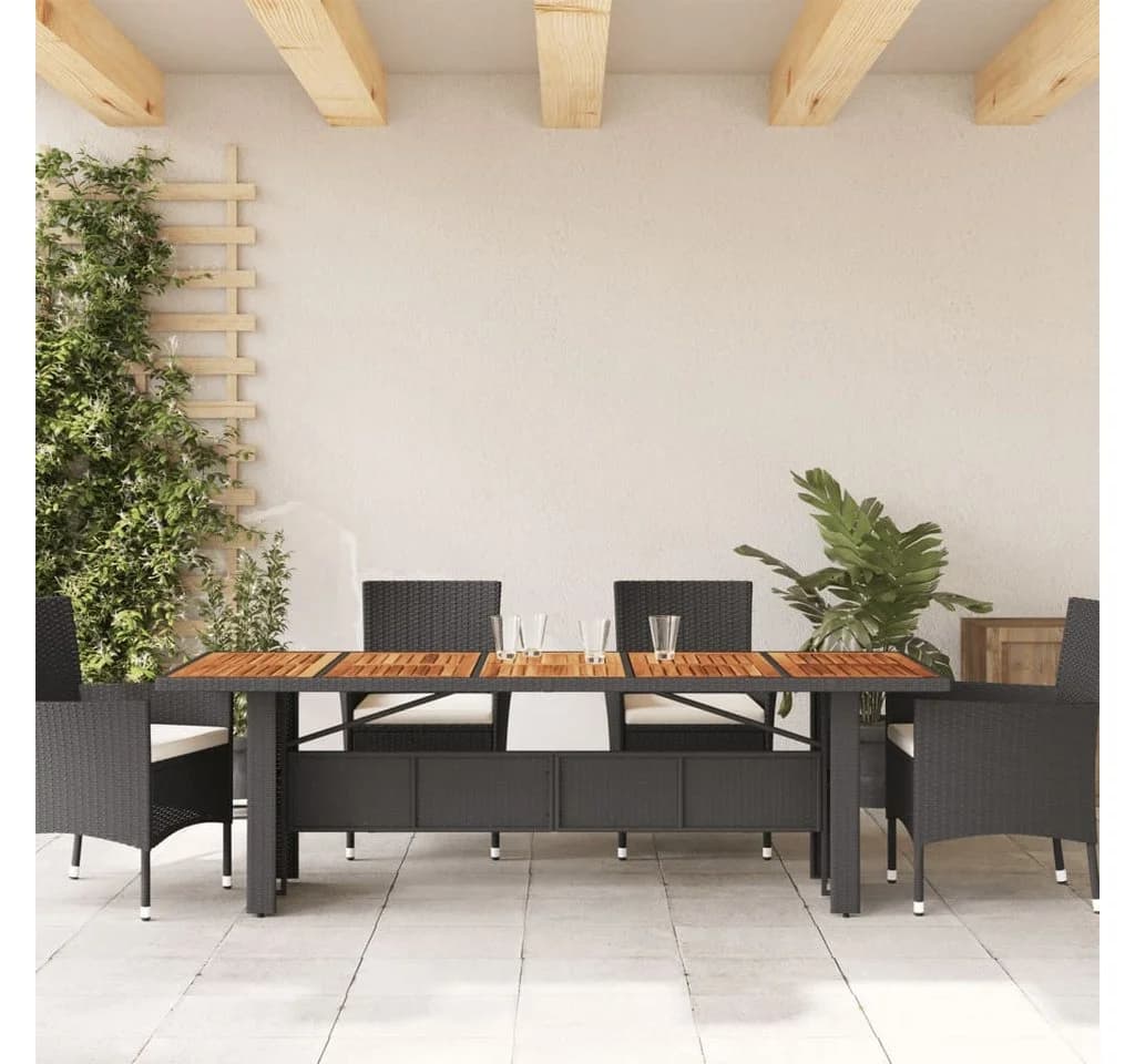 vidaXL Gartentisch Schwarz 240x90x75 cm Poly Rattan Holz - Bild 3