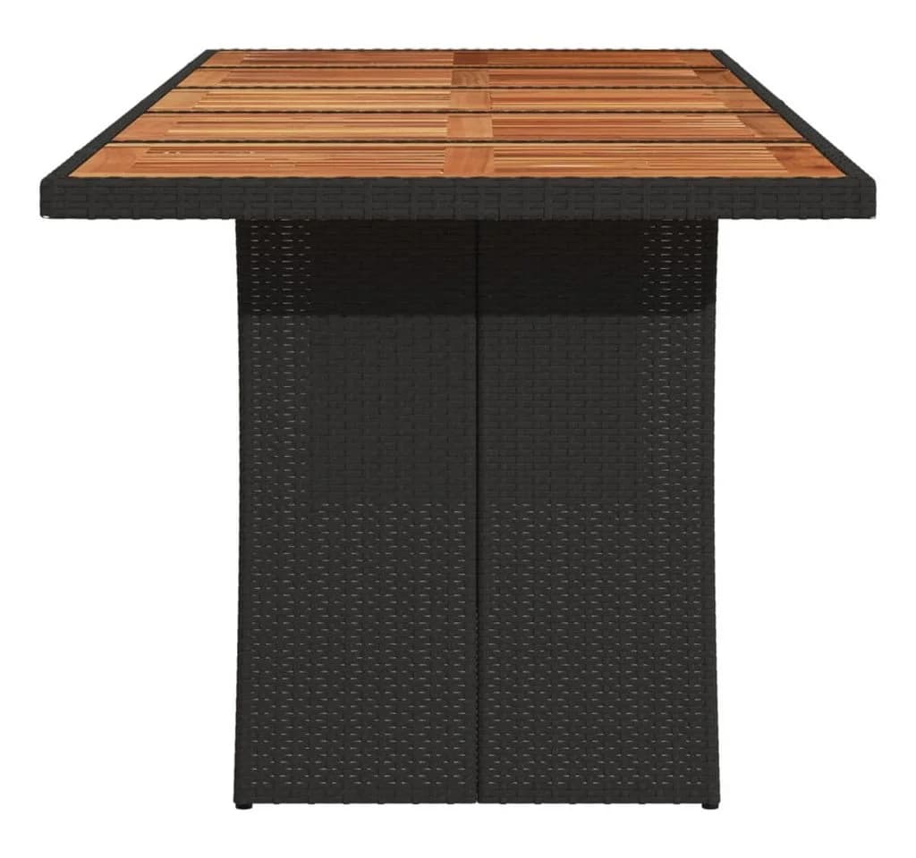 vidaXL Gartentisch Schwarz 240x90x75 cm Poly Rattan Holz - Bild 5