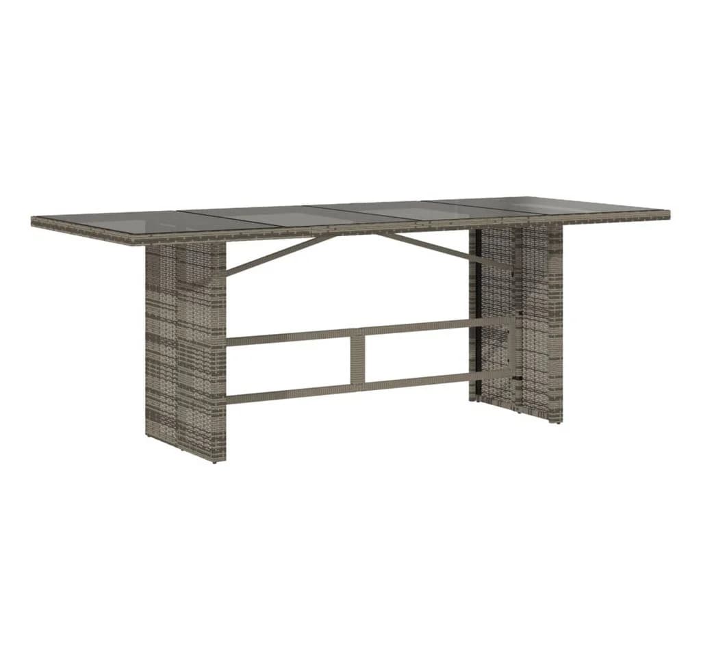 vidaXL Gartentisch mit Glasplatte Grau Poly Rattan - Bild 2