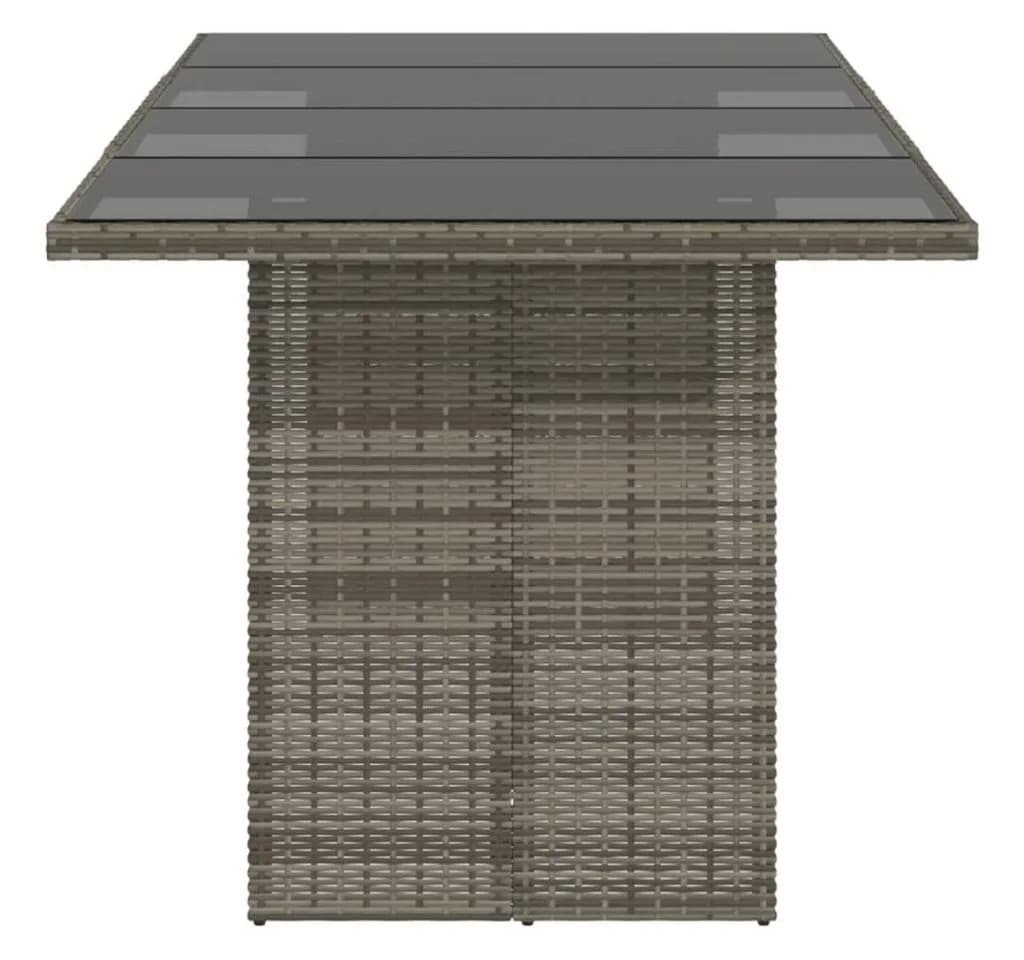 vidaXL Gartentisch mit Glasplatte Grau Poly Rattan - Bild 5