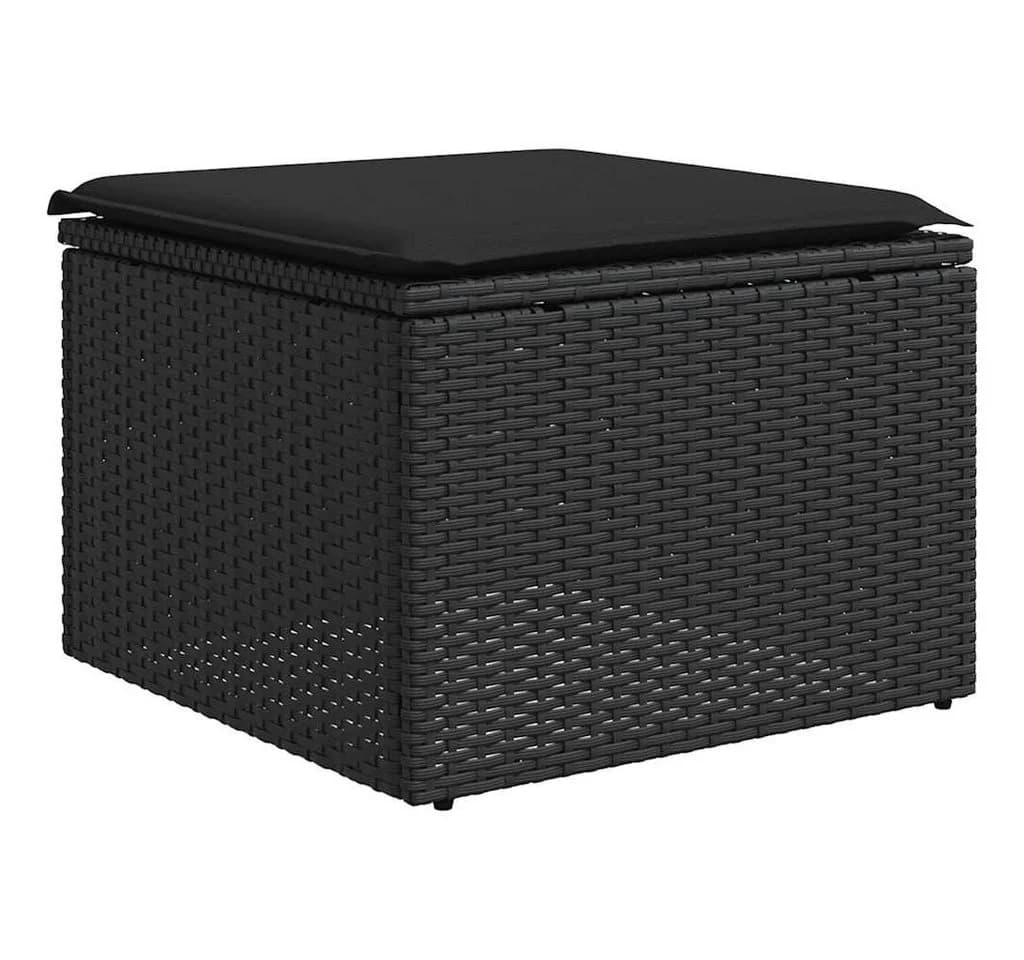 vidaXL Gartenhocker Schwarz mit Kissen Poly Rattan - Bild 2