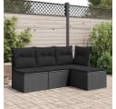 vidaXL Gartenhocker Schwarz mit Kissen Poly Rattan Bild 3
