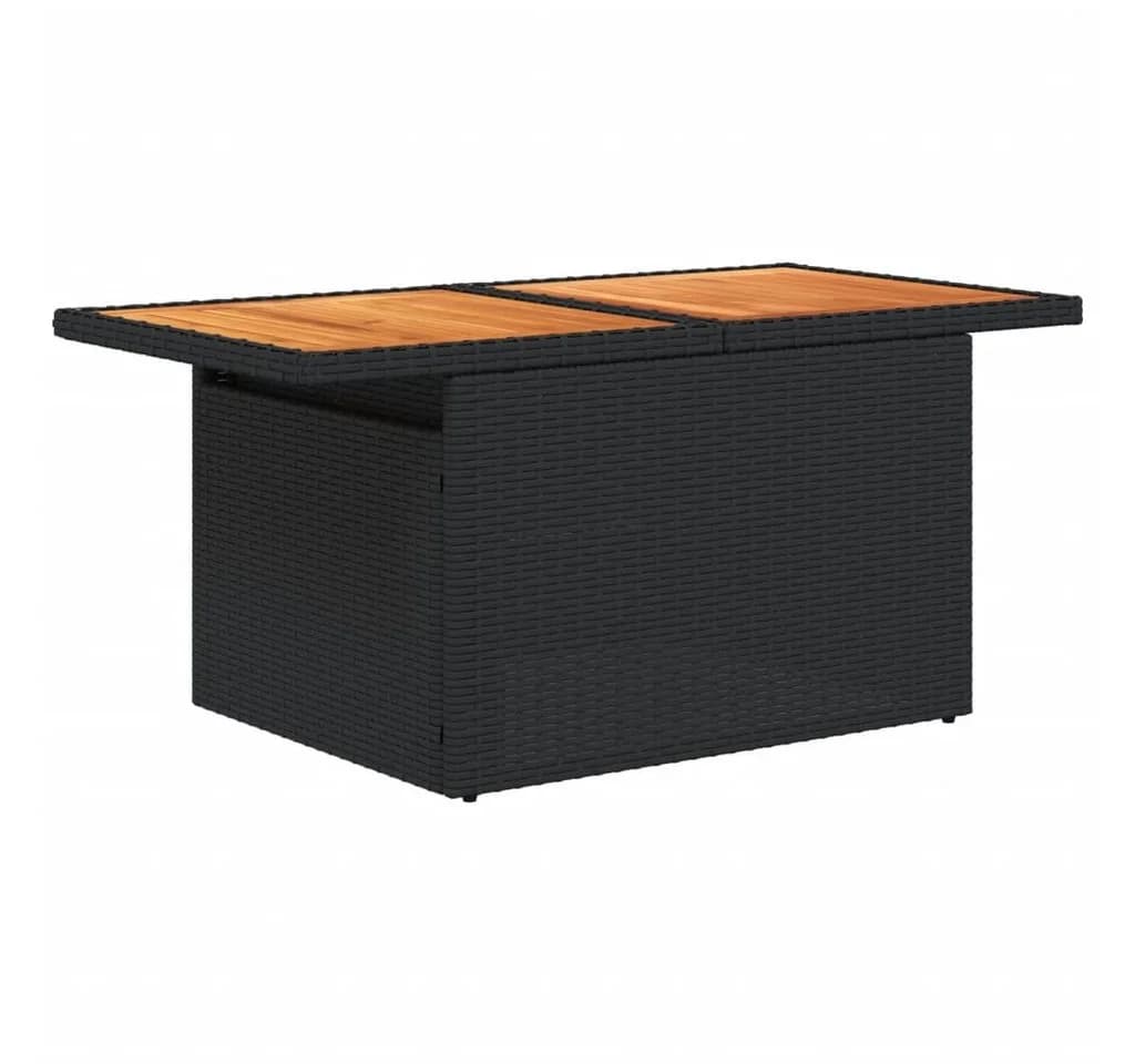 vidaXL Gartentisch Outdoor Schwarz PE-Rattan Akazienholz - Bild 4