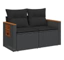 vidaXL Loungesofa Gartensofa 2-Sitzer Schwarz Poly Rattan Bild 4
