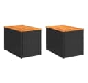 vidaXL Garten-Beistelltisch Set 2-tlg. Schwarz Poly Rattan Holz Bild 2