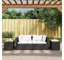 vidaXL Garten-Beistelltisch Set 2-tlg. Schwarz Poly Rattan Holz Bild 3