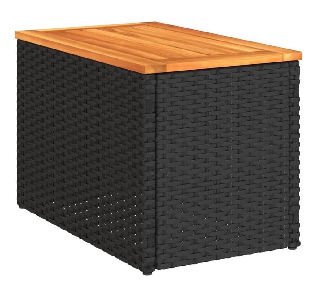 vidaXL Garten-Beistelltisch Set 2-tlg. Schwarz Poly Rattan Holz - Bild 5