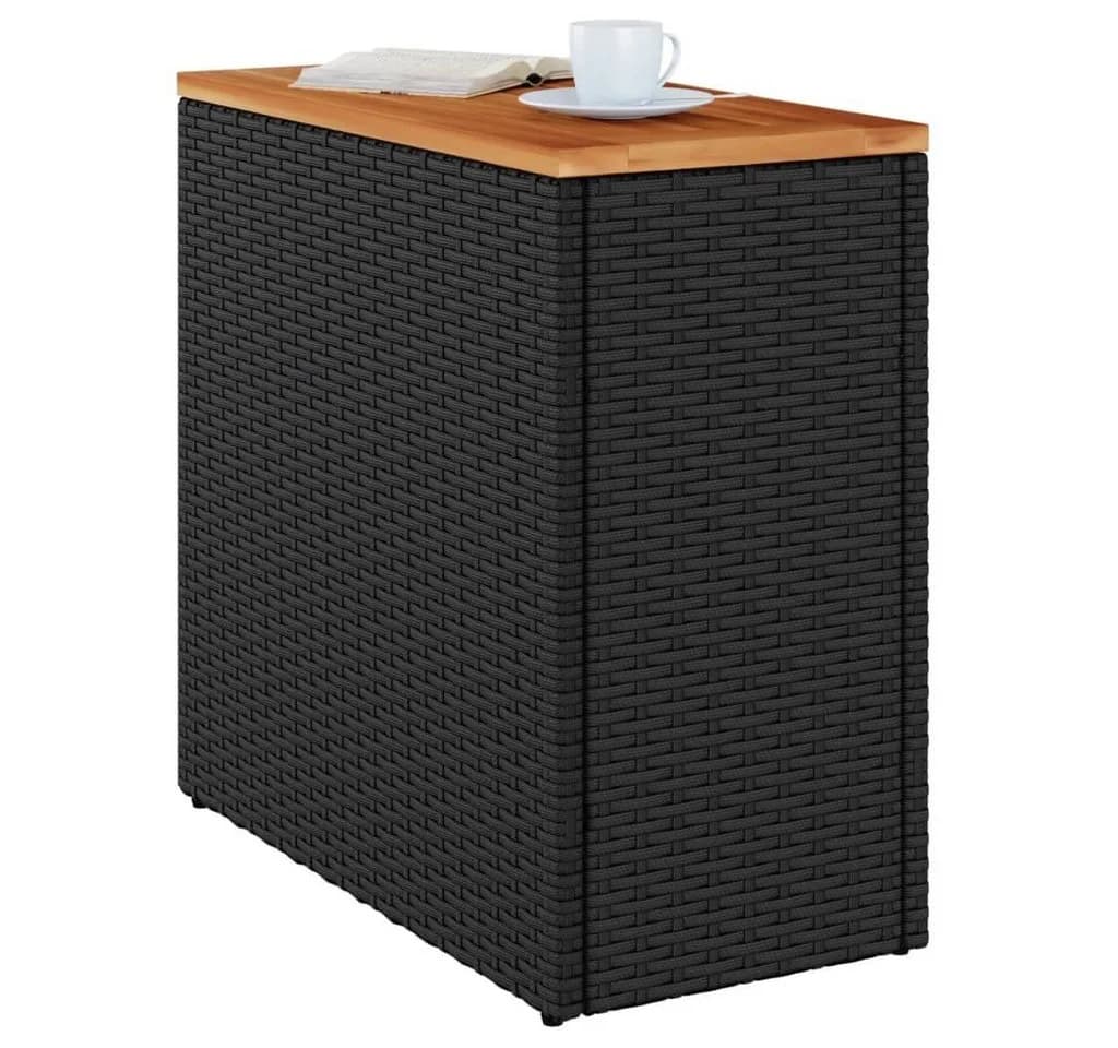 vidaXL Garten-Beistelltisch Schwarz PE-Rattan Massivholz - Bild 4