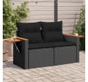 vidaXL Loungesofa 2-Sitzer Schwarz Poly Rattan mit Kissen Bild 1