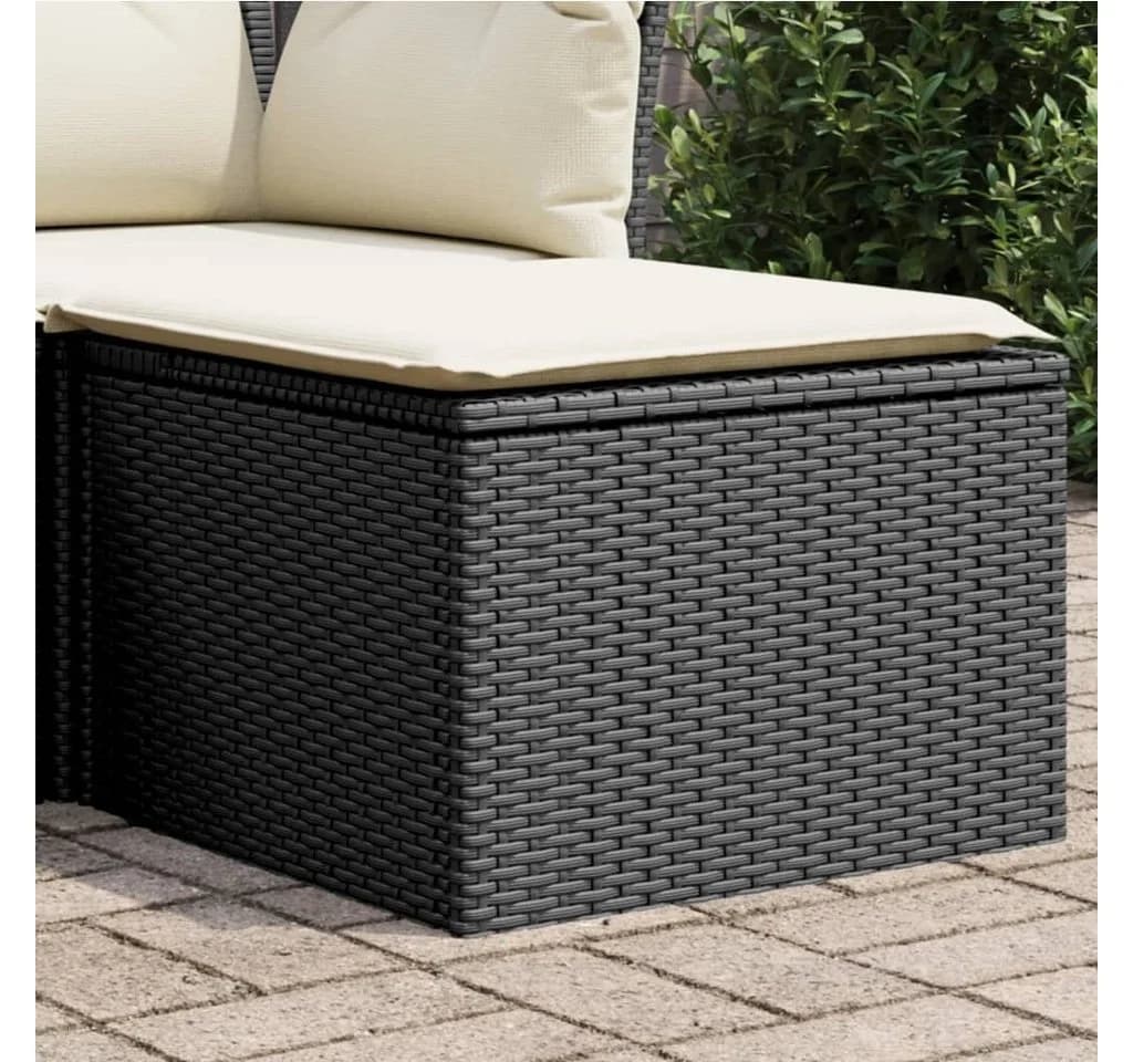 vidaXL Gartenhocker Schwarz Poly Rattan