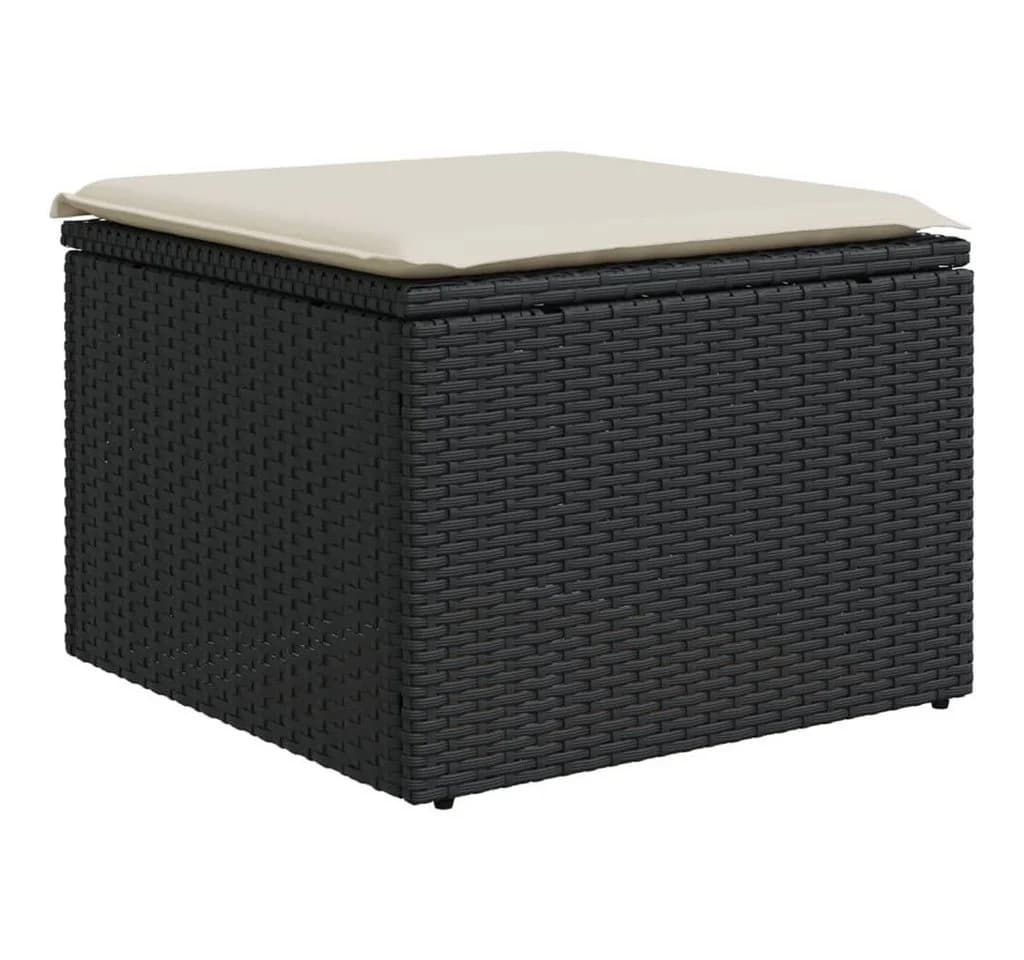 vidaXL Gartenhocker Schwarz Poly Rattan - Bild 2